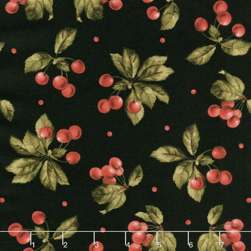 A Fruitful Life - Cherries Black Yardage