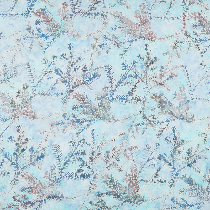 Artisan Batiks - Twilight Snowfall Pine Holiday Glacier Metallic Yardage