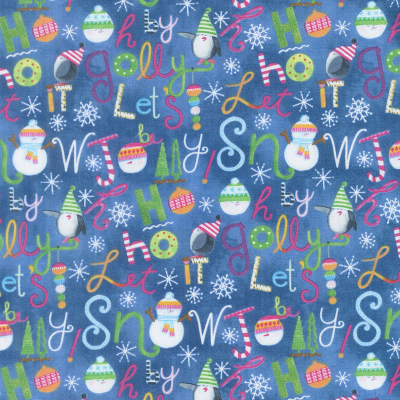 By Golly Get Jolly! - Words Blue Yardage