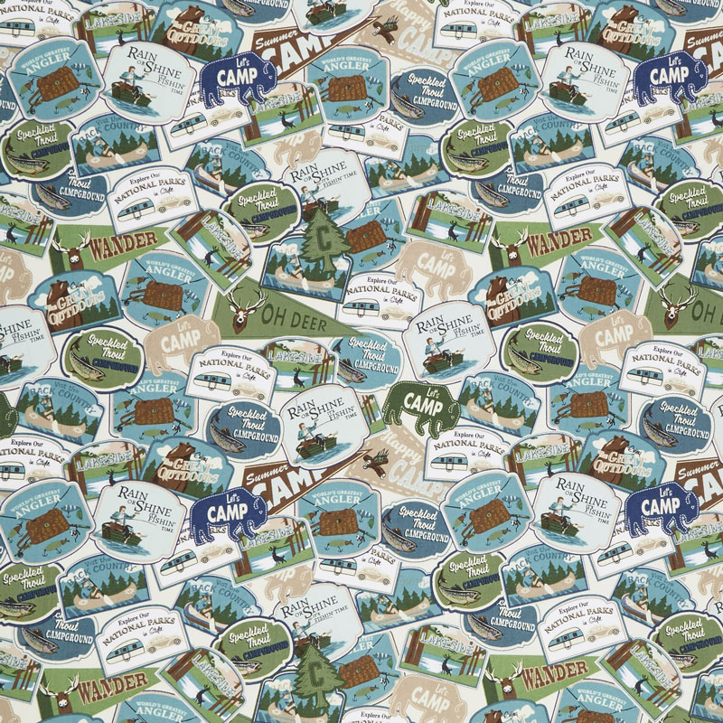 Gone Camping - Patches Teal Yardage