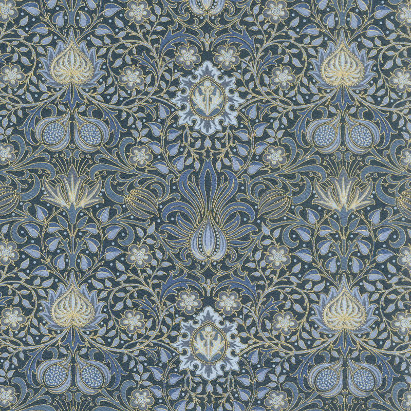 Morris Holiday 1904 - Persian Indigo Metallic Yardage