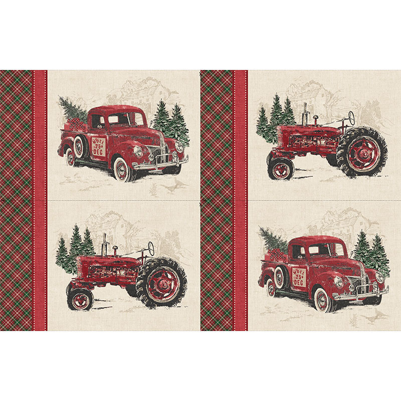 Vintage Christmas - Red Truck Placemat Digitally Printed Panel
