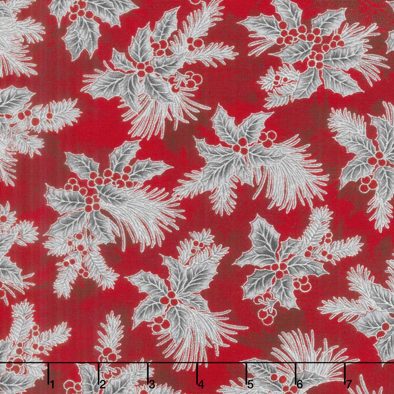 Holiday Flourish 12 - Scarlet Boughs Metallic Yardage