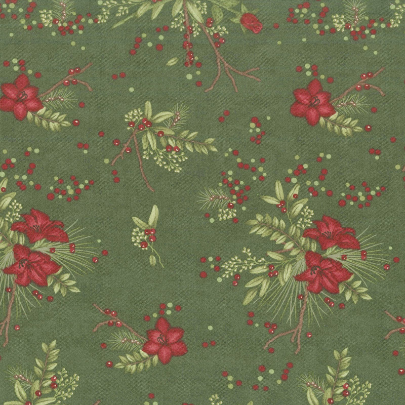 Winter Manor - Manor Floral Pine Yardage