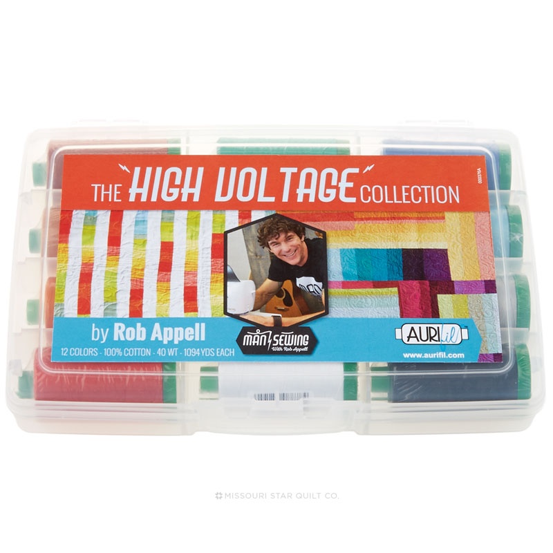 Man Sewing High Voltage Collection - Aurifil 40 WT 100% Cotton Mako Thread - 12 Large Spool Pack