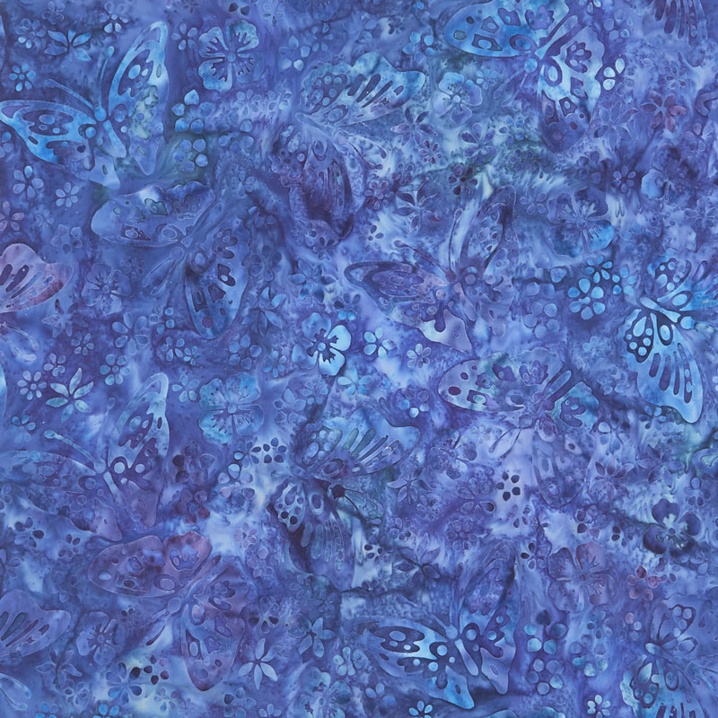 Artisan Batiks - Butterfly Blooms Butterflies Blue Yardage