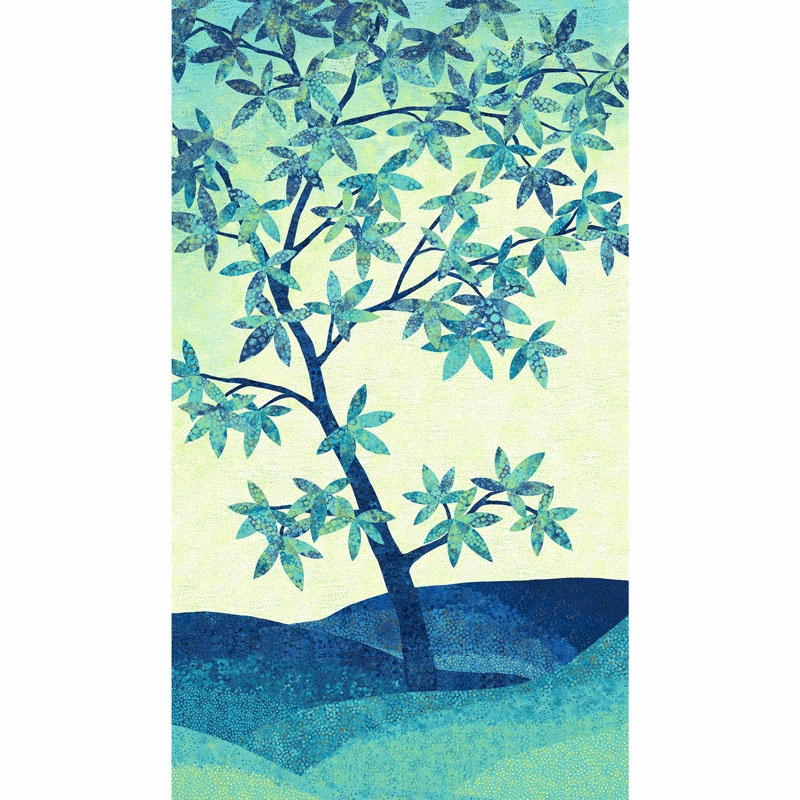 Artisan Spirit - Shimmer Echoes Blue Lagoon and Hibiscus Tree Metallic Panel
