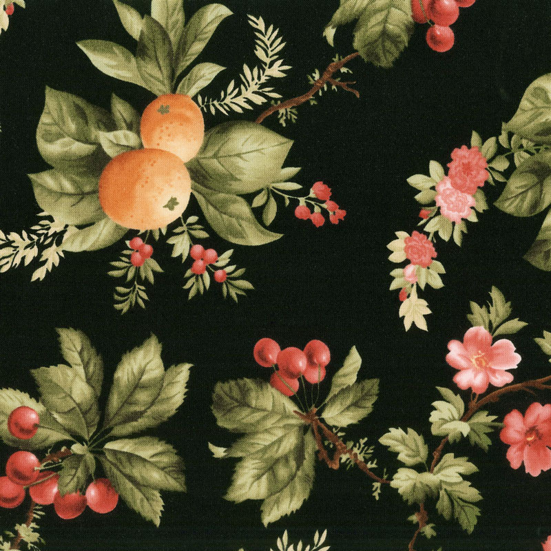 A Fruitful Life - Fruitful Floral Black Yardage