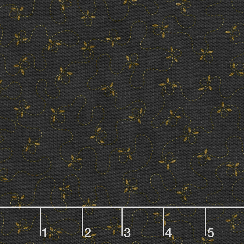 Ebony & Onyx - Stippled Petals Black Yardage