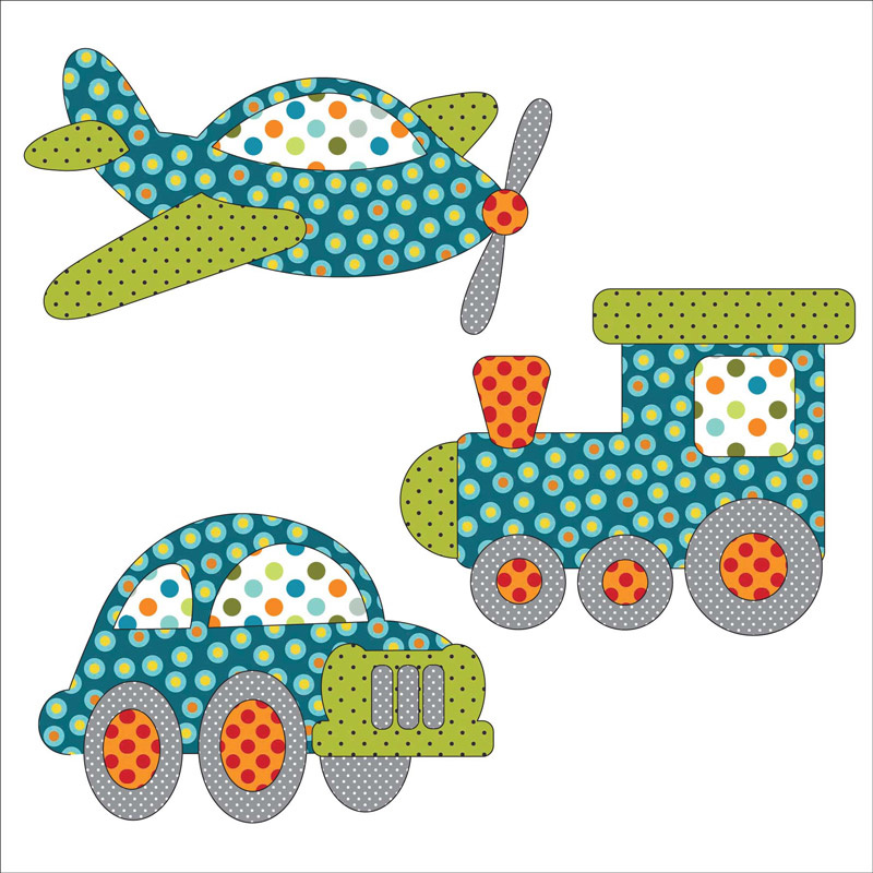 Retro Dotz Plane, Train, Auto Fusible Appliqué Shapes