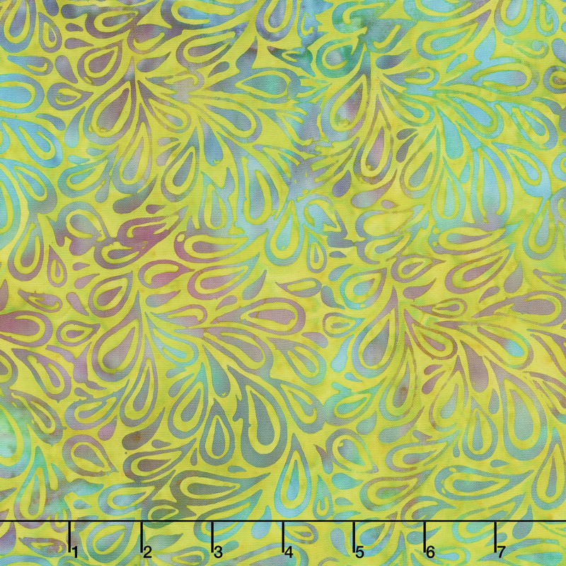 Fairy Slipper Batiks - Paisley Drops Chartreuse Yardage
