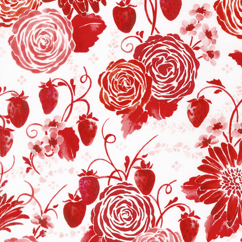Sugar Berry - Picnic in the Park Radiant Cherry with Red Glitter Yardage
