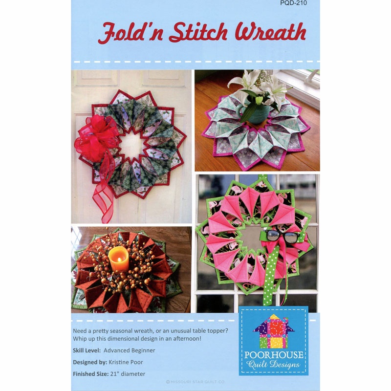 fold n stitch wreath pattern poorhouse quilt designs