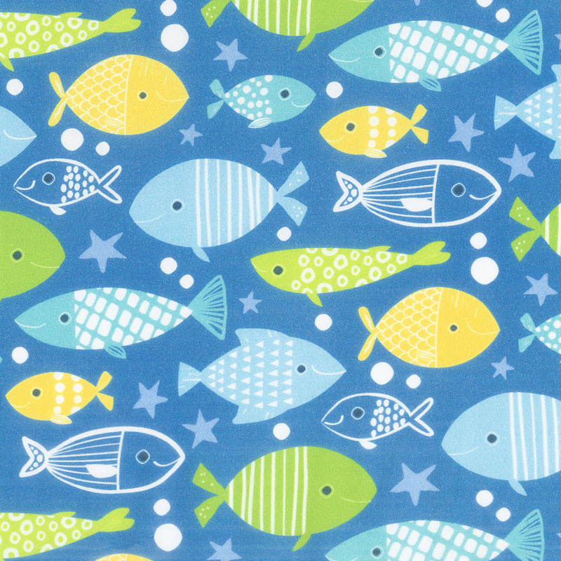 Go Fish - Allover Fish Royal Multi Yardage