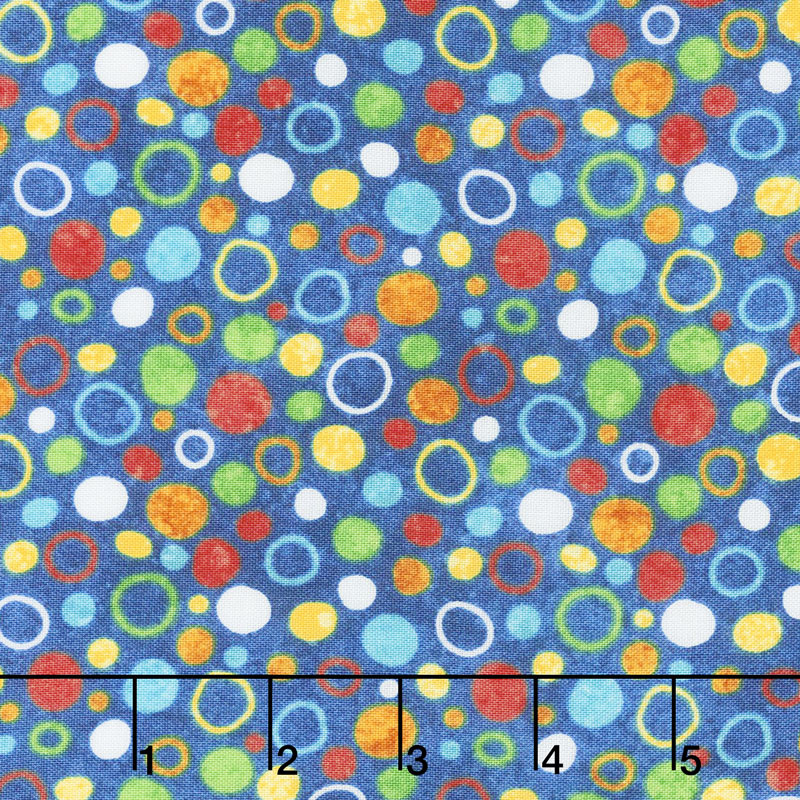 Undersea - Stonehenge Kids 3D Multicolor Bubbles Blue Yardage