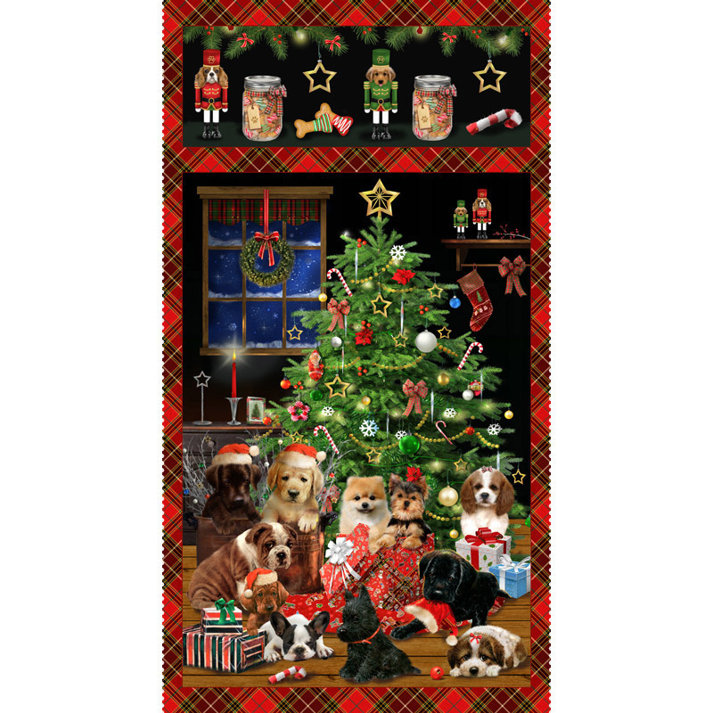 Fireside Pups - Pups and Christmas Tree Panel