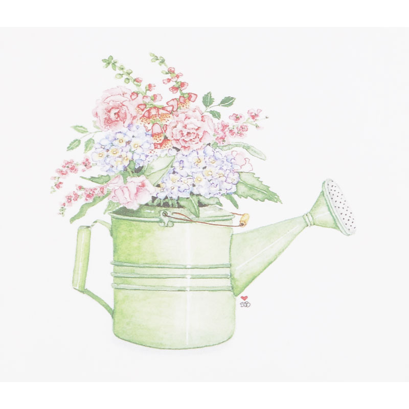 Susan Branch Green Watering Can Garden Flowers Digitally Printed Panel