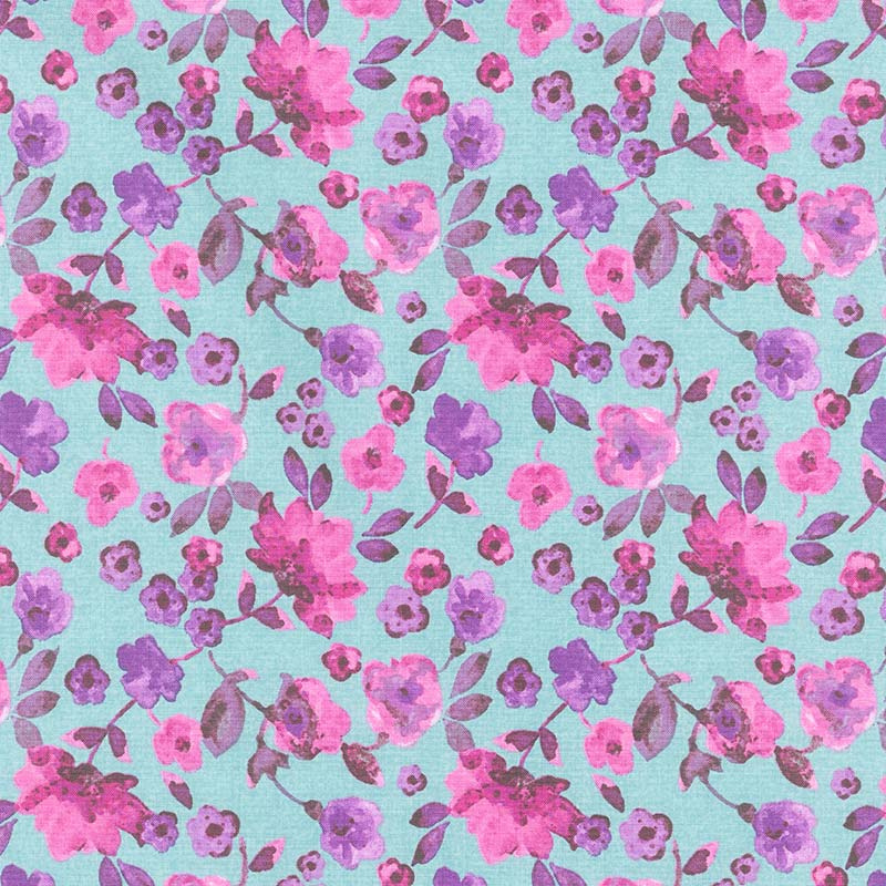 Night Riviera - Dancing Floral Light Teal Yardage