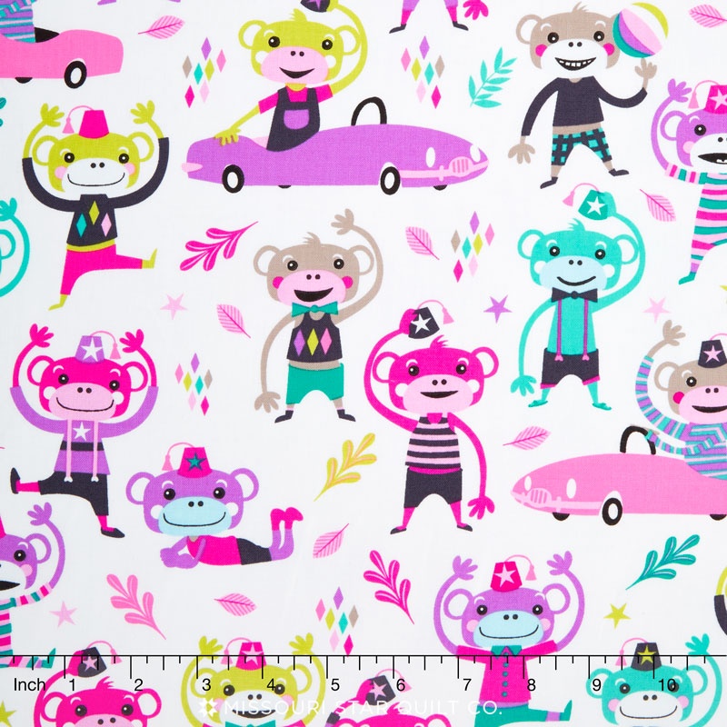 I Spy - Monkey Moves Pink Yardage