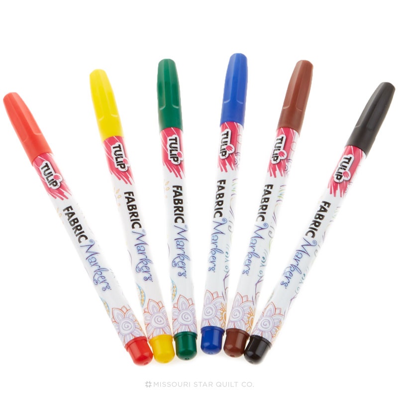 Tulip Fine Tip Fabric Markers Primary 6 Pack Duncan