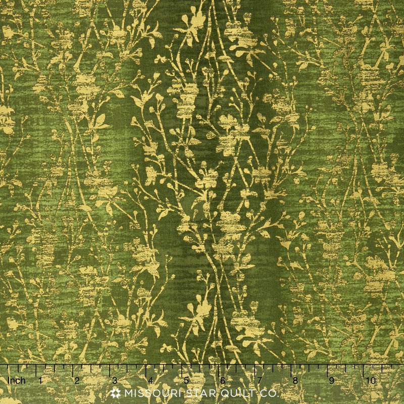 Shiny Objects - Jewels Velvety Vines Pepper Grass Metallic Yardage
