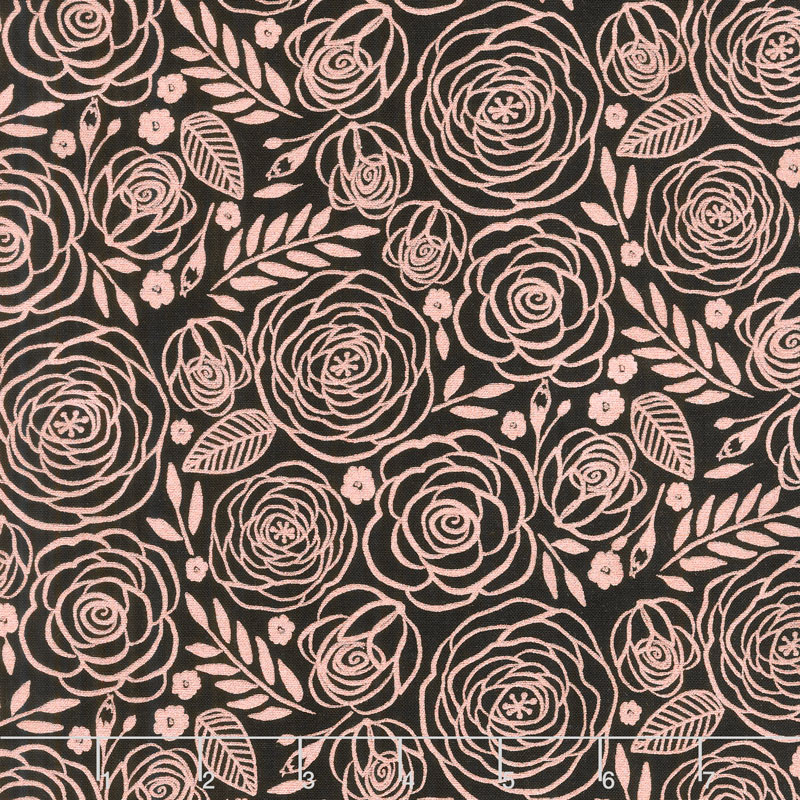 Glam Girl - Floral Black Metallic Yardage