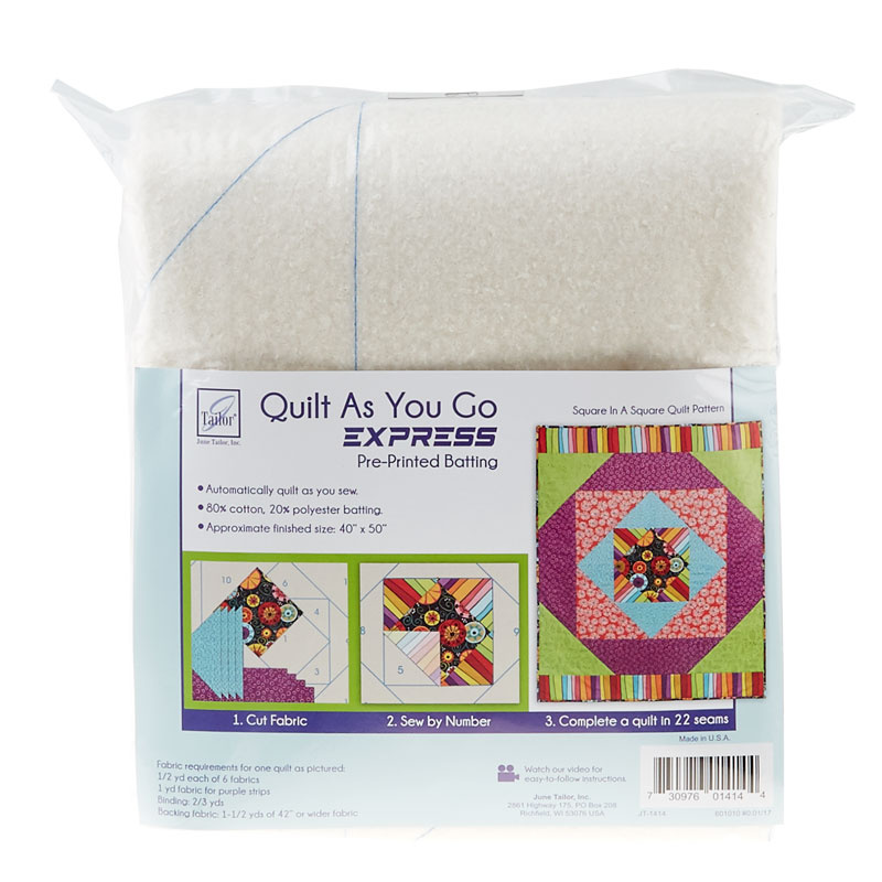 Square in a Square Quilt As You Go Express Preprinted Batting June