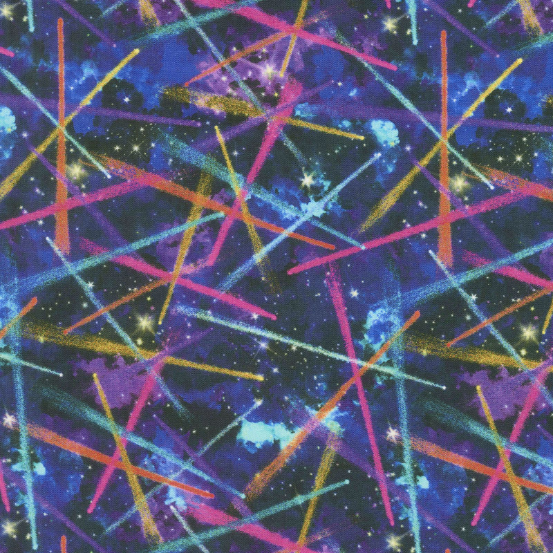 Galaxy Blast - Shooting Stars Black Digitally Printed Yardage