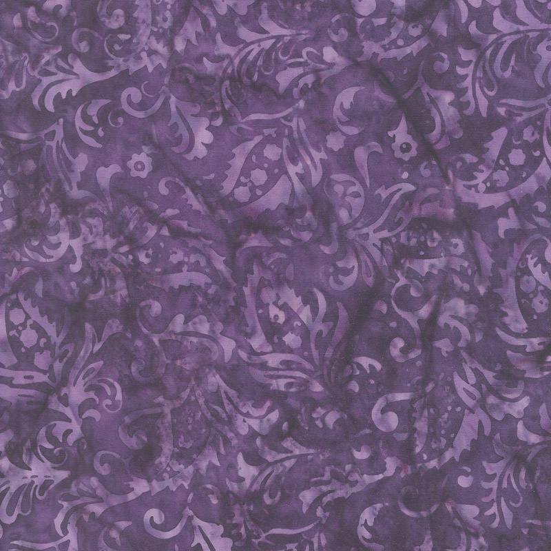 Fairy Slipper Batiks - Paisley Floral Purple Yardage