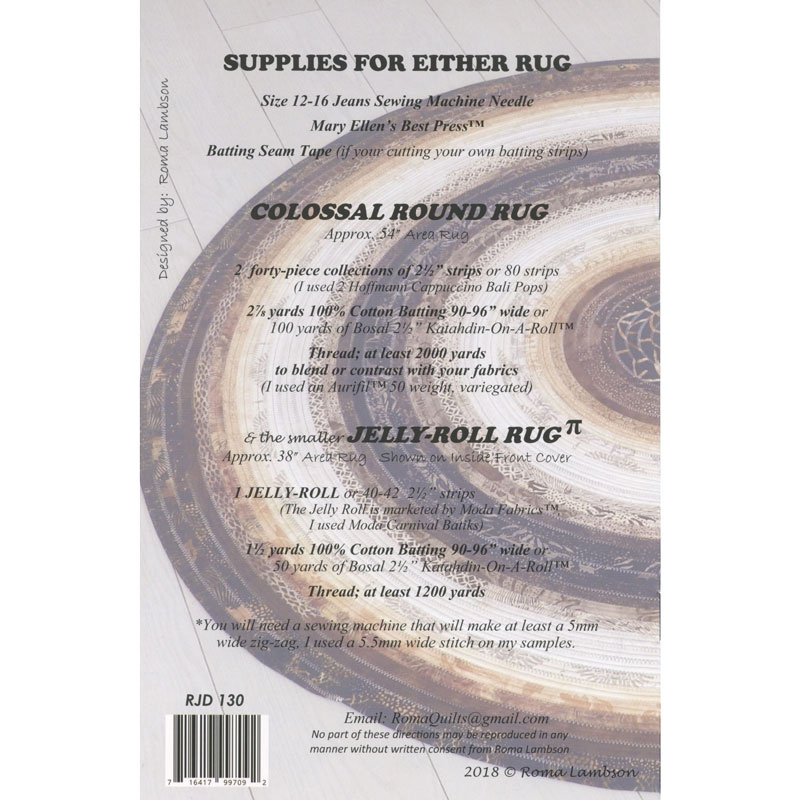 Colossal Round Rug & Jelly Roll Rug Pattern R.J. Designs