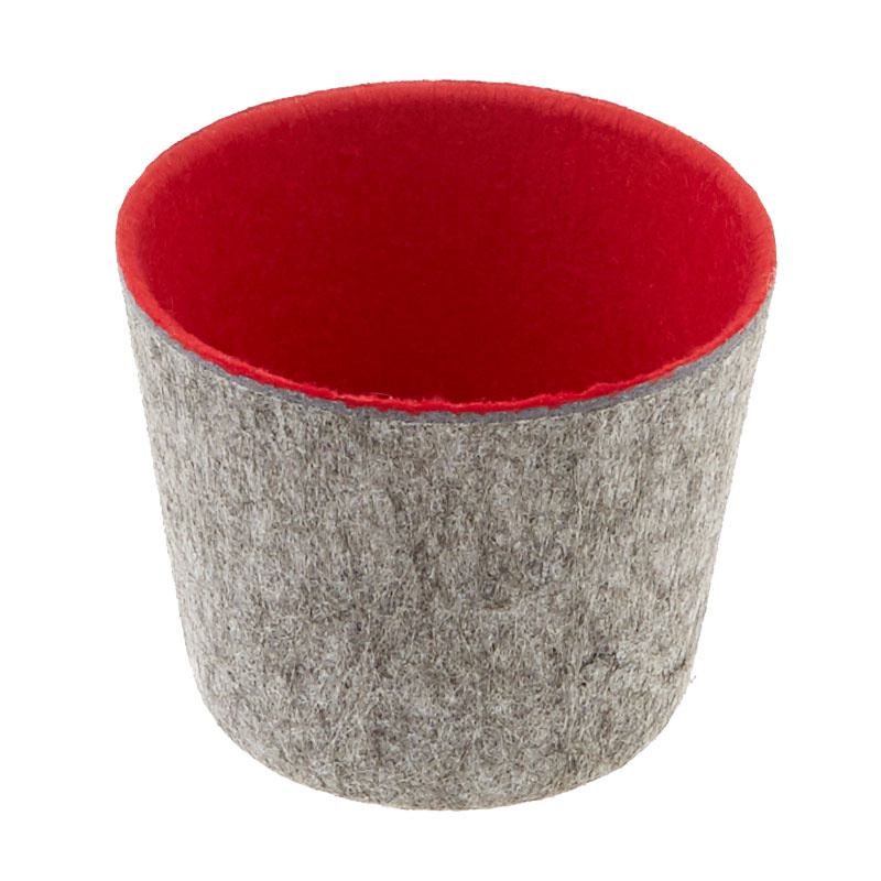 Felt Round Storage Bucket - Red