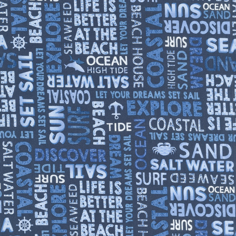 Indigo Coastal - Words Indigo Blue Yardage