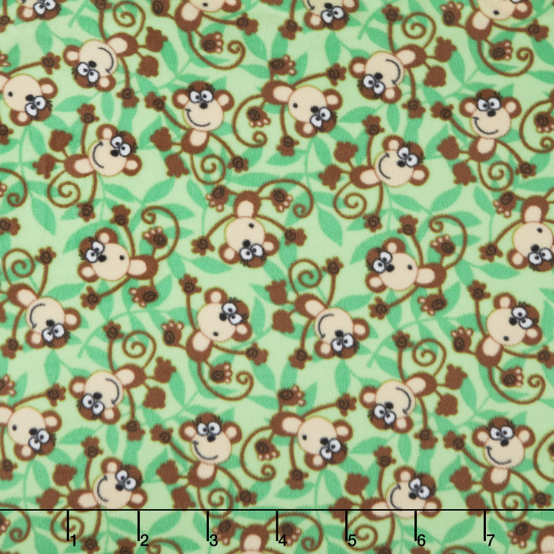 Winterfleece Prints Children - Monkeys Green Yardage
