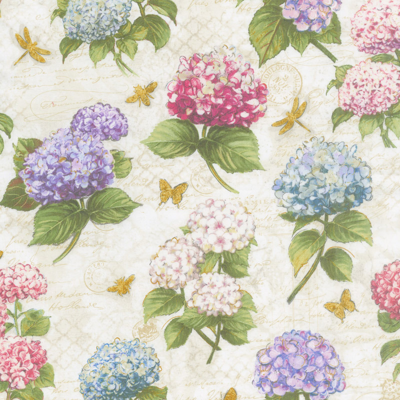 Hydrangea Dreams Large Allover Ivory Yardage Hydrangea Dreams Large Allover Ivory Yardage
