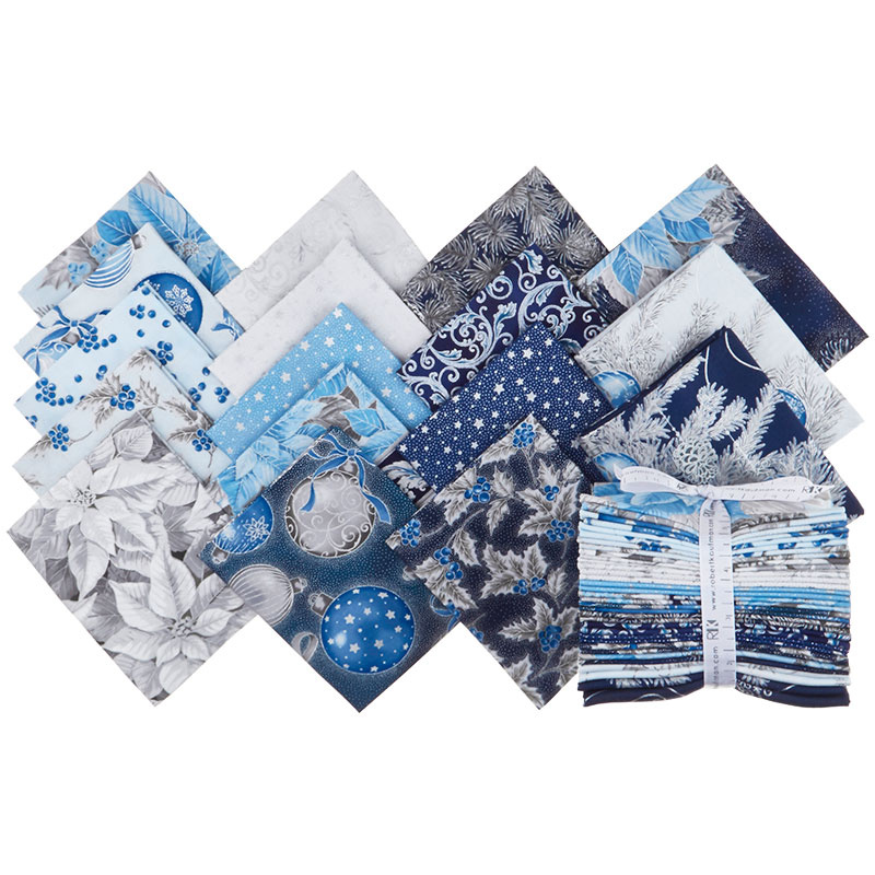 Holiday Flourish 13 Blue Metallic Fat Quarter Bundle