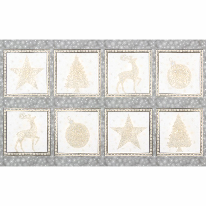 Winter's Grandeur - Champagne Ornate Block Silver Metallic Panel