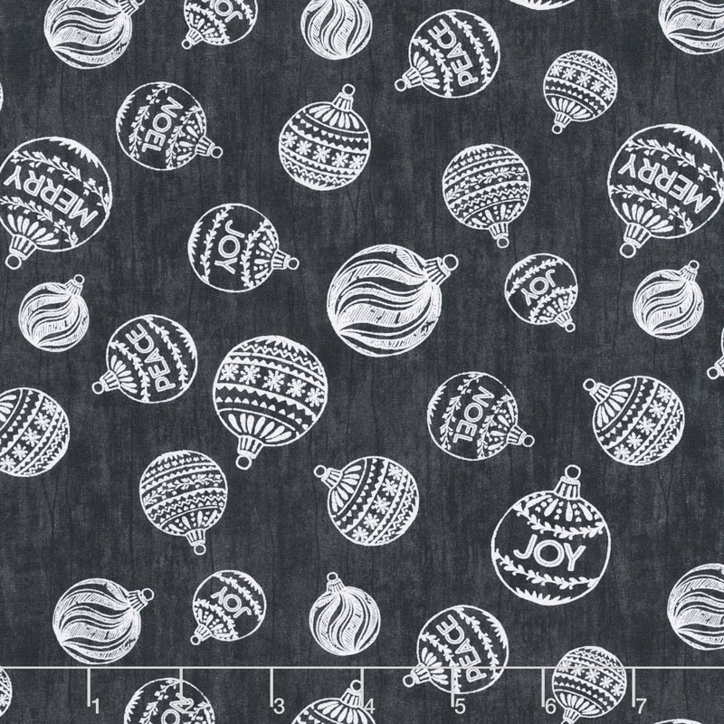 Plaid for the Holidays - Ornament Toss Black Yardage