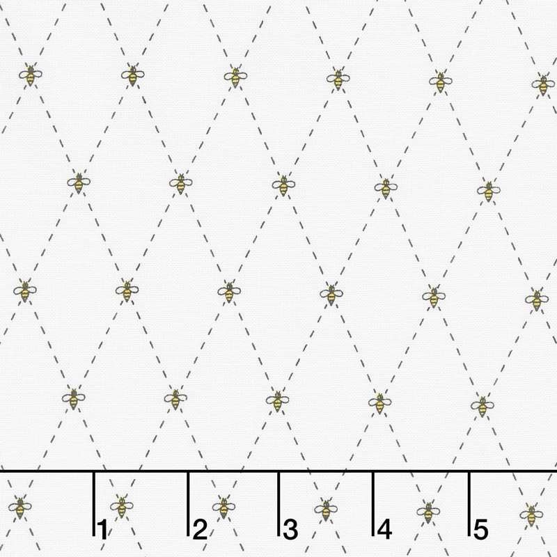 Honey Run - Honey Bee Diamond White Yardage