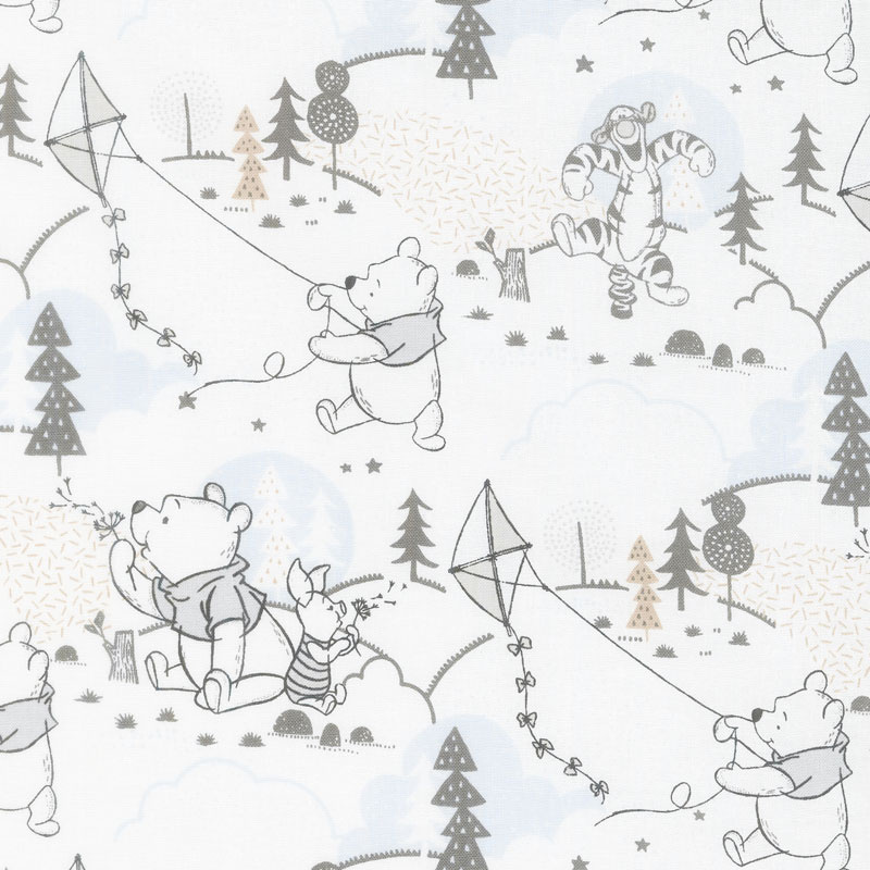 Winnie the Pooh - Cloud and Kites White Yardage