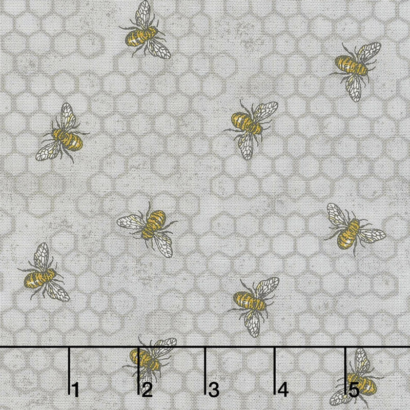 Bee Joyful - Busy Bee Dove Grey Yardage