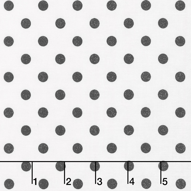 Shiny Objects - Precious Metals Spot On Radiant Pearl with Black Glitter Yardage