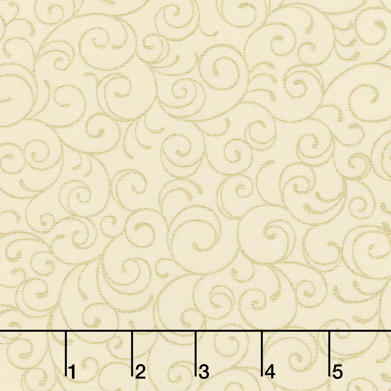 Cardinal Song Metallic - Scroll Cream Yardage