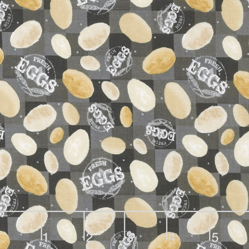 Chicken Scratch - Tossed Eggs Charcoal Yardage