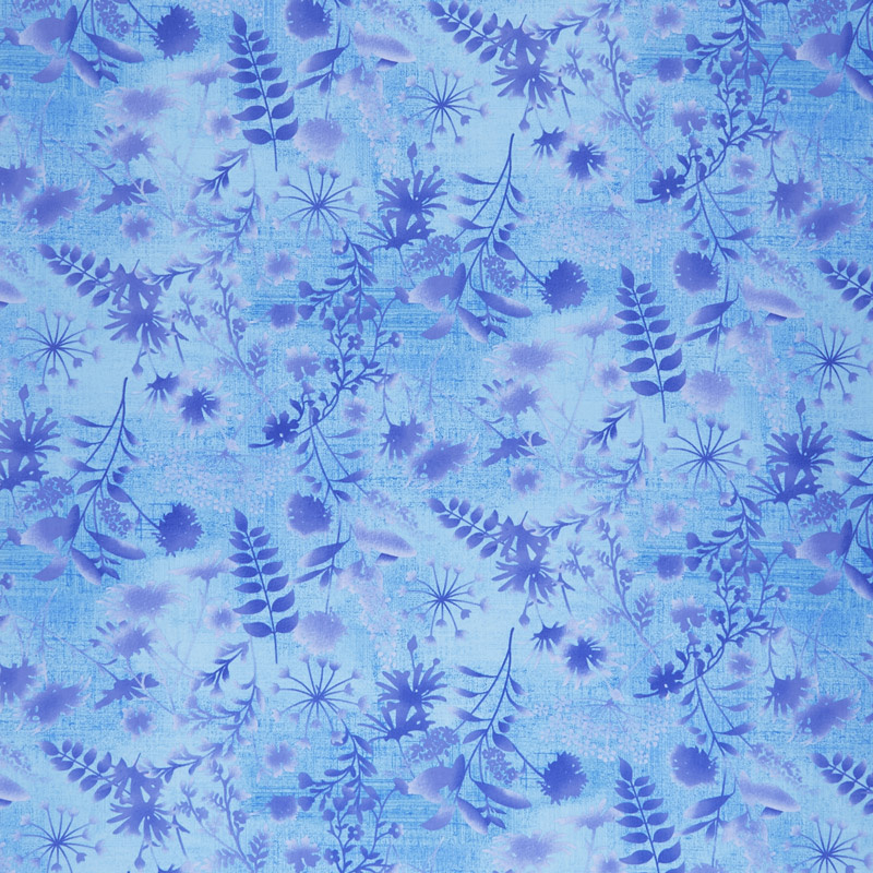 Feather & Flora - Wildflower Toss Blue Yardage