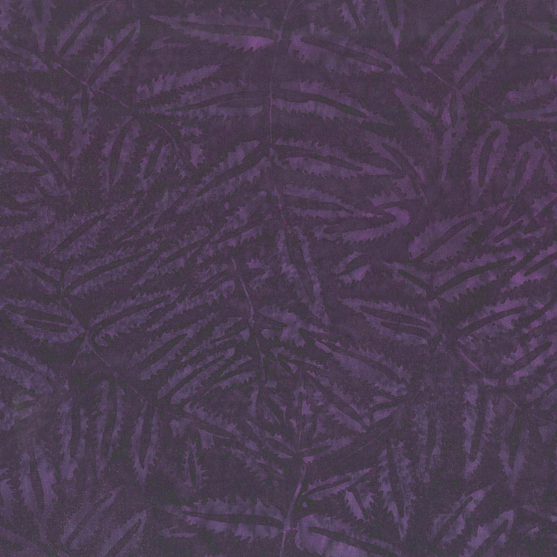 Enchanted Forest Batiks - Fern Leaves Purple Yardage