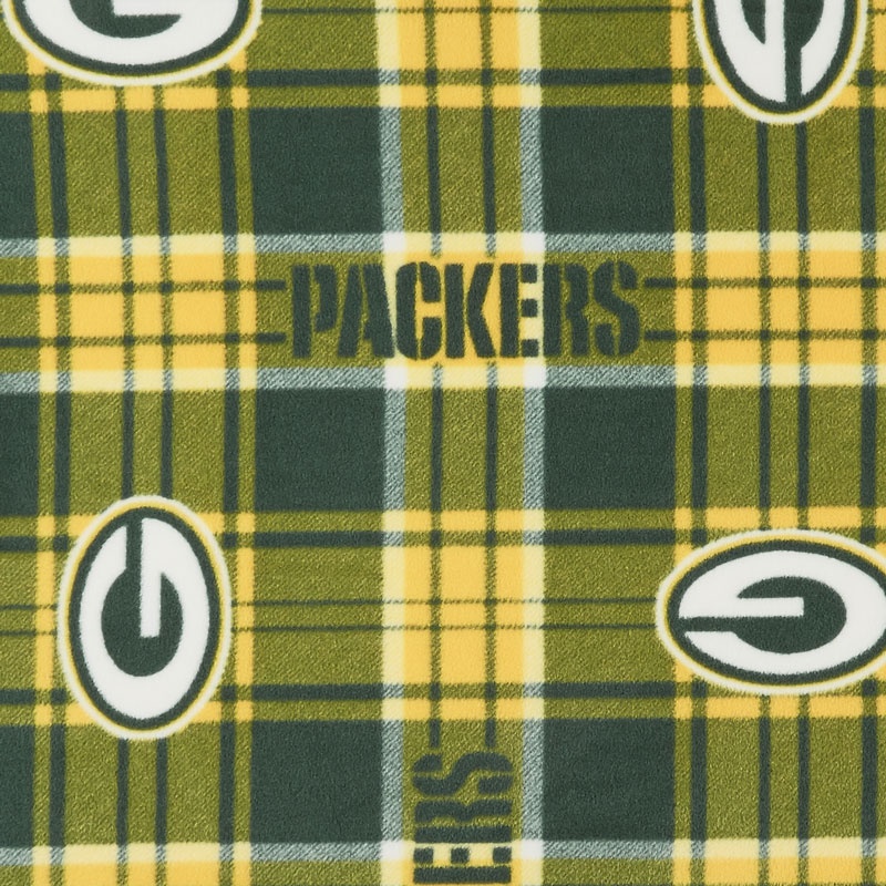 NFL Fleece - Green Bay Packers Green/Yellow Yardage