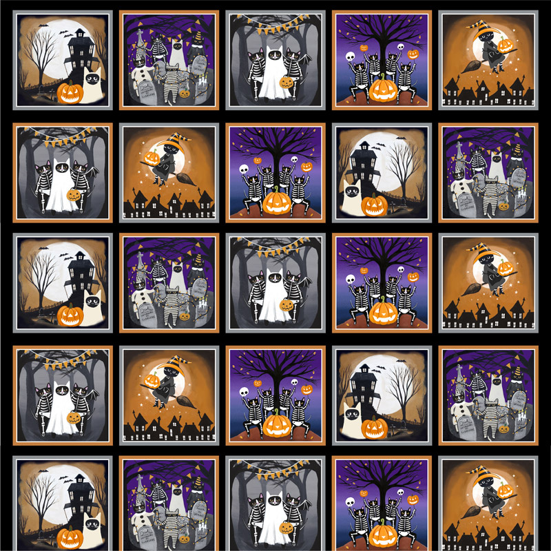 So Adora-Boo! - Cat Halloween Block Glow in the Dark Panel
