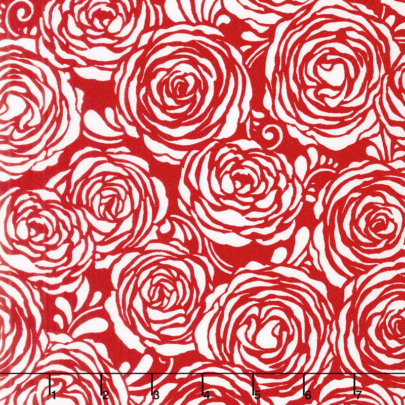 Sugar Berry - Candied Roses Radiant Cherry with Red Glitter Yardage