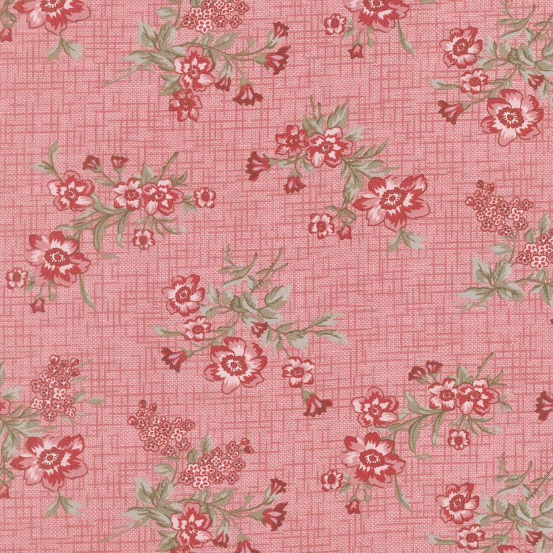 Tickled Pink - Vintage Floral Toss Pink Yardage