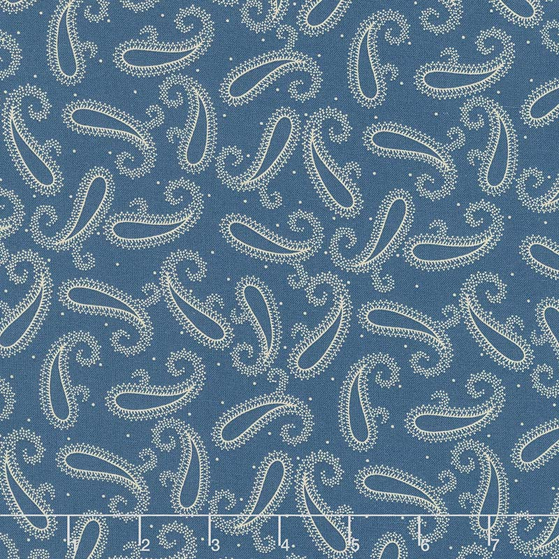 Mood in Blue - Indigo Paisley Blue Yardage